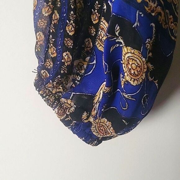 NWT S Cut Out Top Off Shoulder Crop Paisley Gypsy Boho Sexy Coquette Peasant NEW - Picture 6 of 10